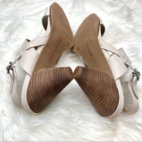 Lucky Brand Vaneesha stacked heel sandal 10 leather Boho Inspired - Picture 12 of 15